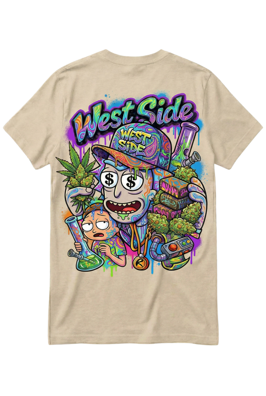 Tee-shirt West Side Clothing – Rick & Morty Multiverse Hustle Edition 🧪🌿💸