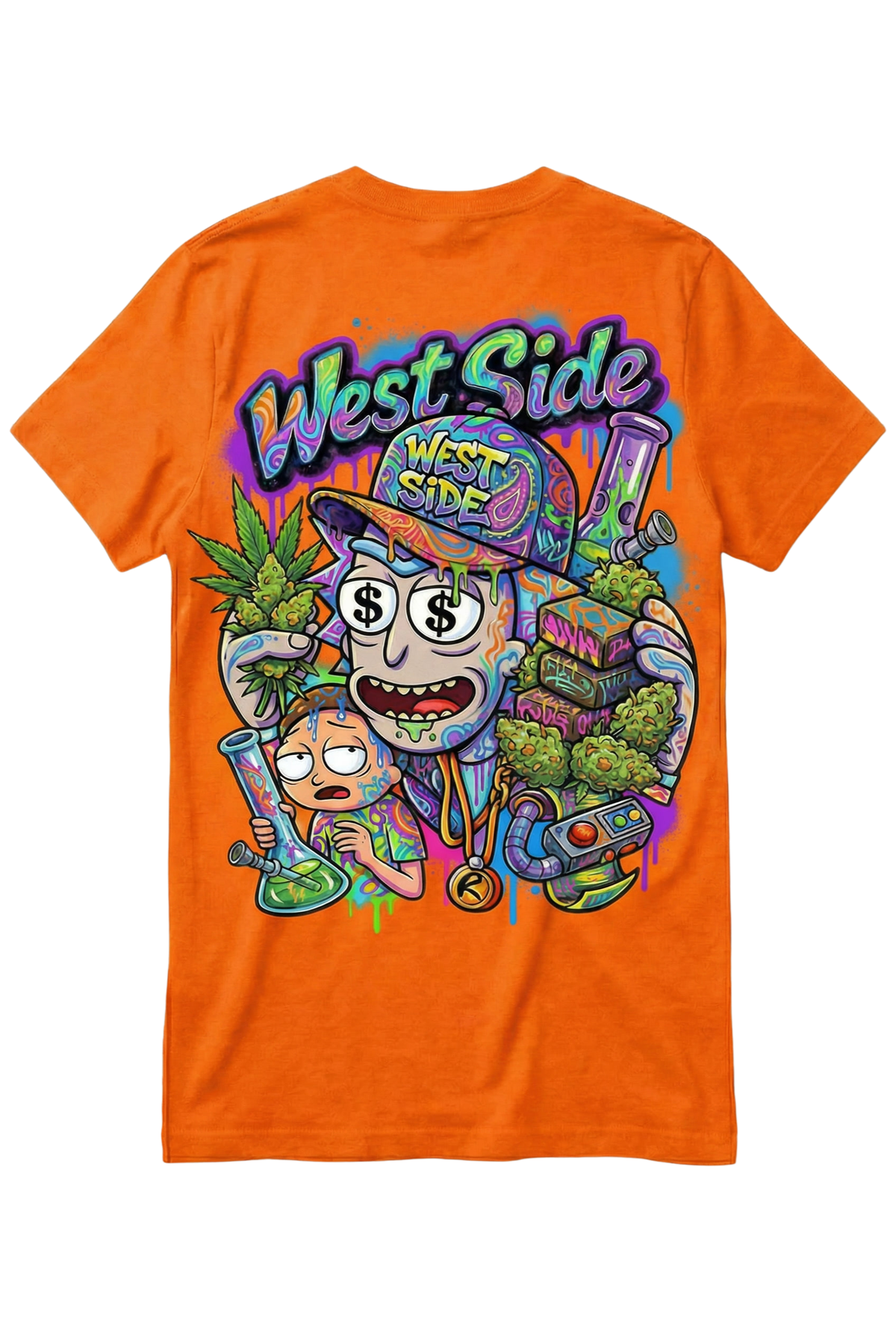 Tee-shirt West Side Clothing – Rick & Morty Multiverse Hustle Edition 🧪🌿💸