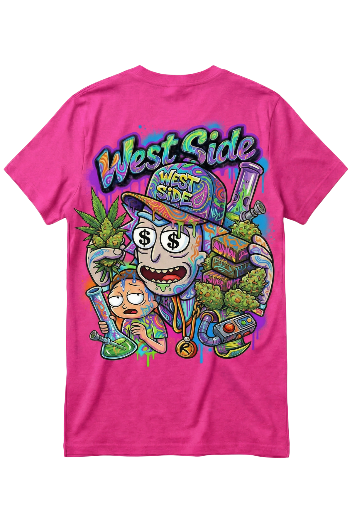 Tee-shirt West Side Clothing – Rick & Morty Multiverse Hustle Edition 🧪🌿💸