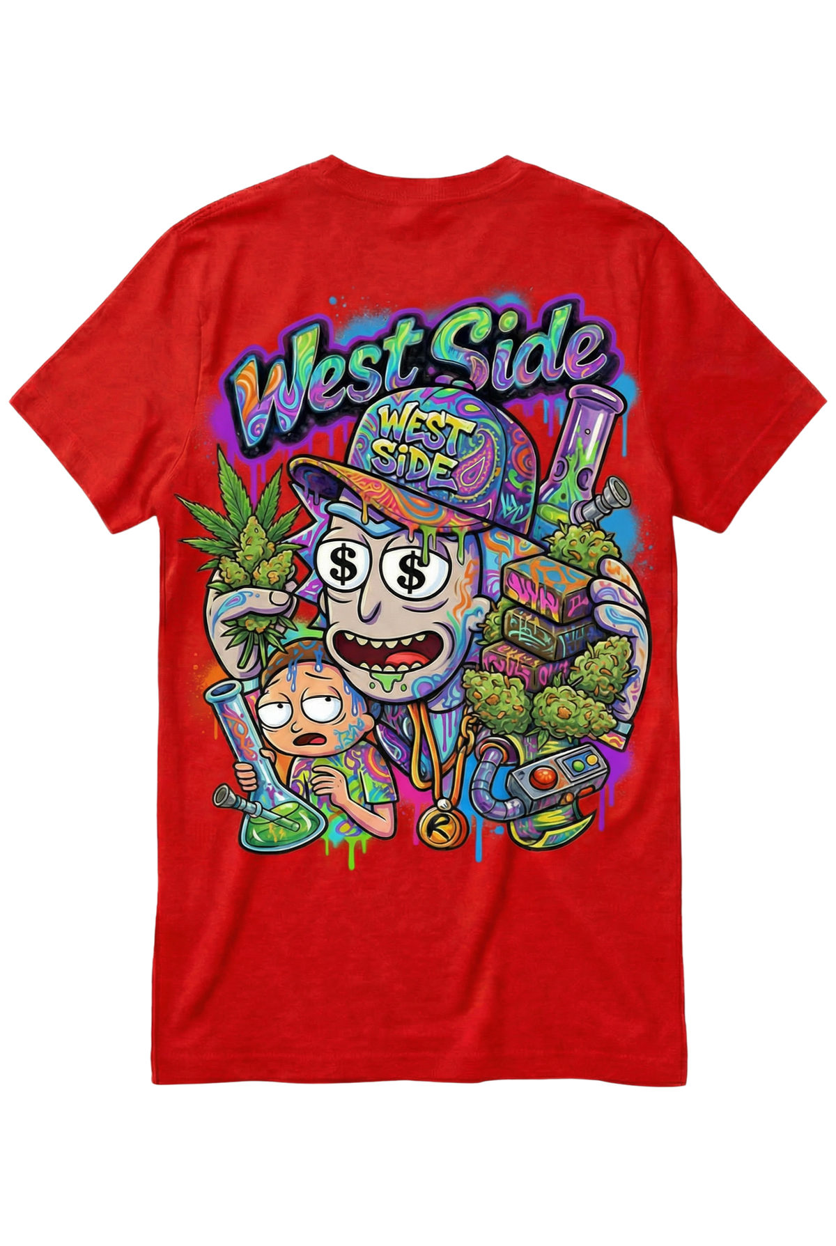 Tee-shirt West Side Clothing – Rick & Morty Multiverse Hustle Edition 🧪🌿💸
