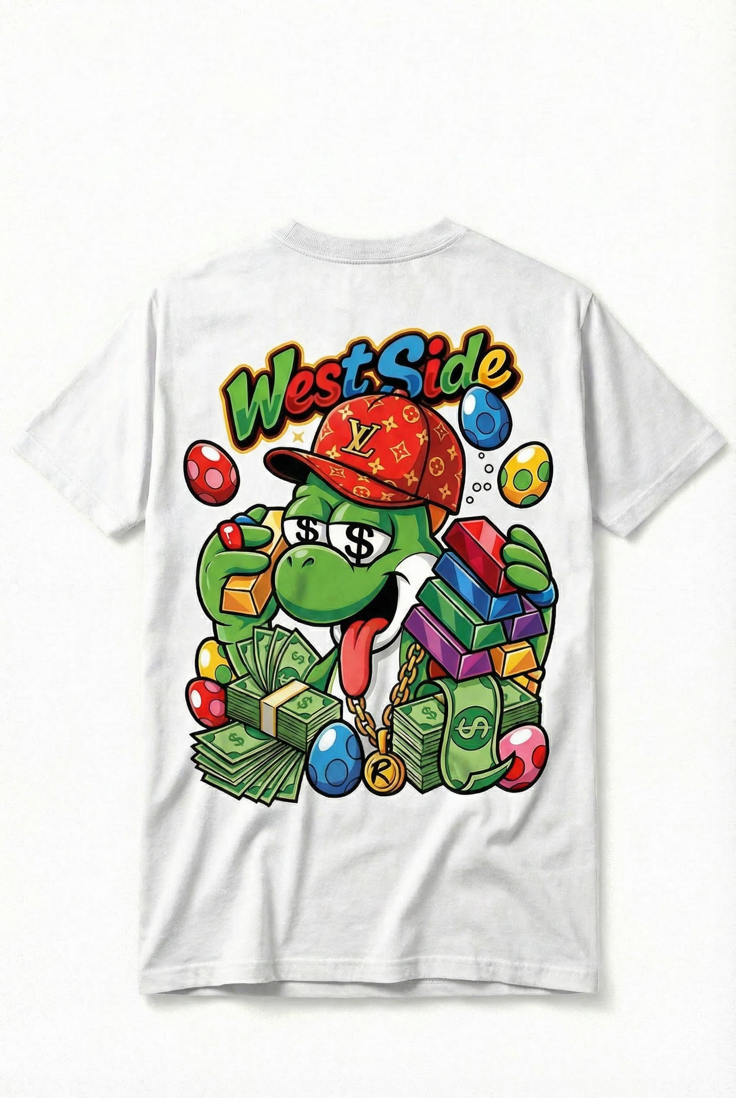 TEE-SHIRT WEST SIDE YOSHI – CARTOON STREET ART & HUSTLE CULTURE 🥚💸