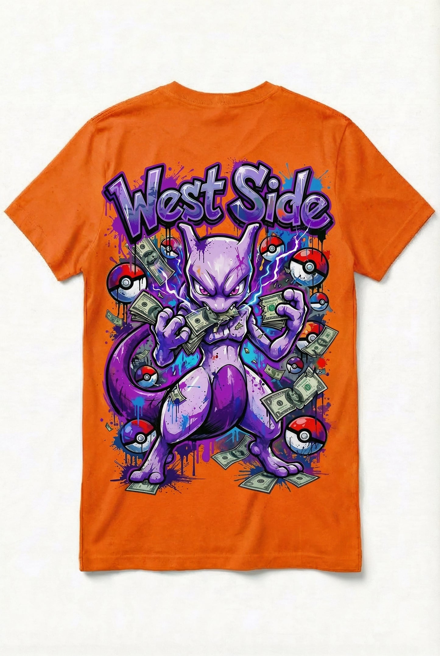 TEE-SHIRT WEST SIDE MEWTWO – PSYCHIC MONEY STREET ART 💰⚡