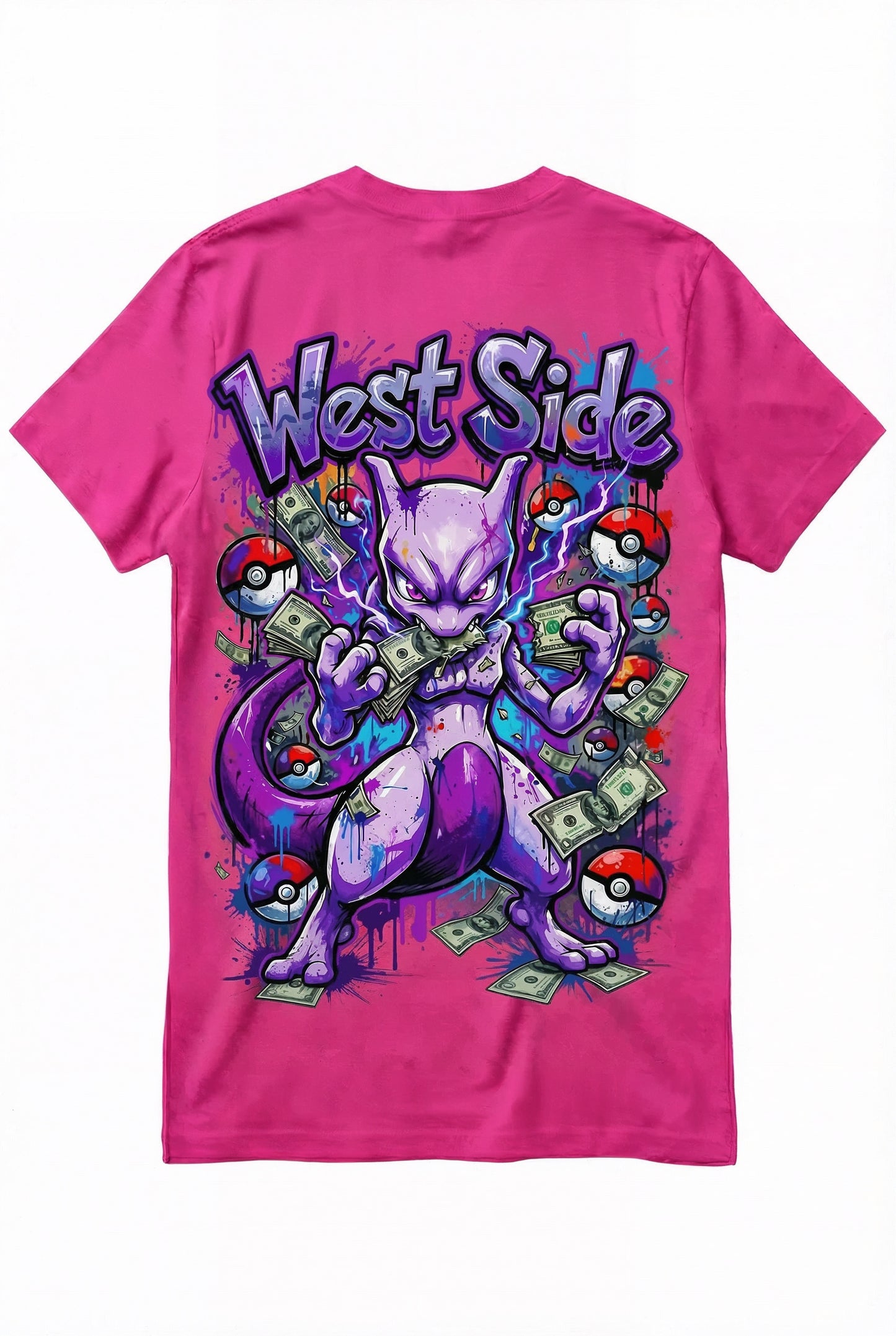 TEE-SHIRT WEST SIDE MEWTWO – PSYCHIC MONEY STREET ART 💰⚡