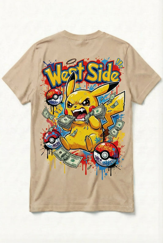 TEE-SHIRT WEST SIDE PIKACHU – CARTOON STREET ART & HUSTLE CULTURE ⚡💸
