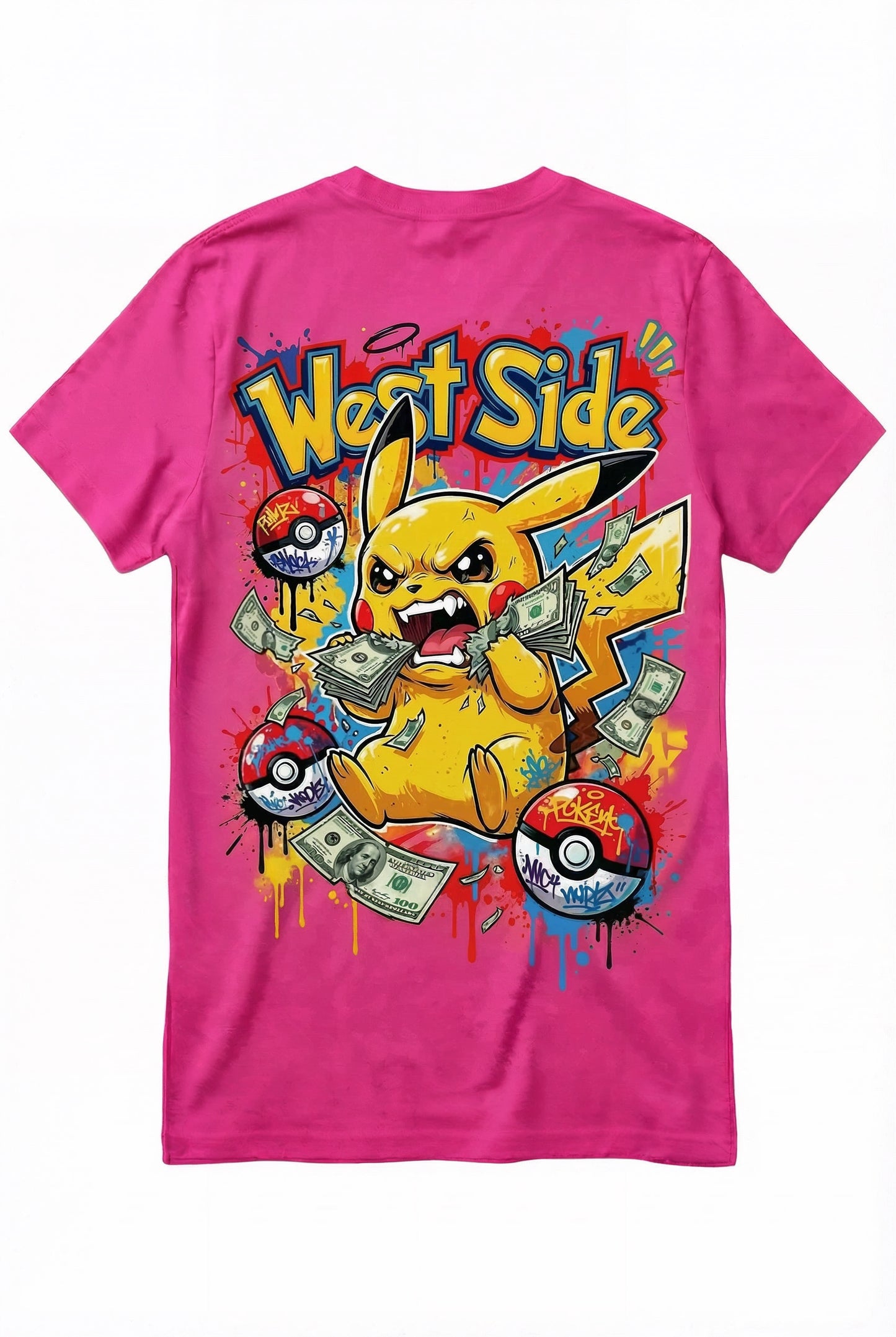 TEE-SHIRT WEST SIDE PIKACHU – CARTOON STREET ART & HUSTLE CULTURE ⚡💸