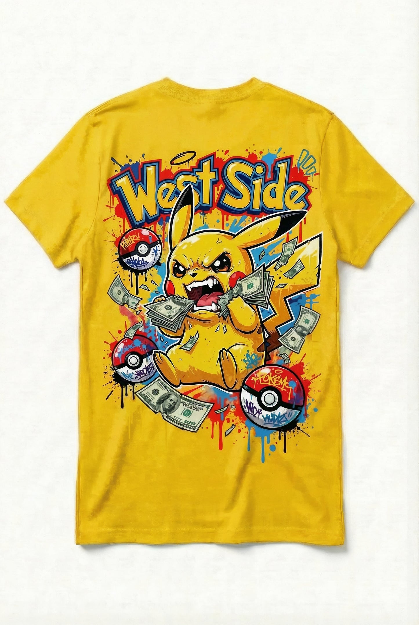 TEE-SHIRT WEST SIDE PIKACHU – CARTOON STREET ART & HUSTLE CULTURE ⚡💸
