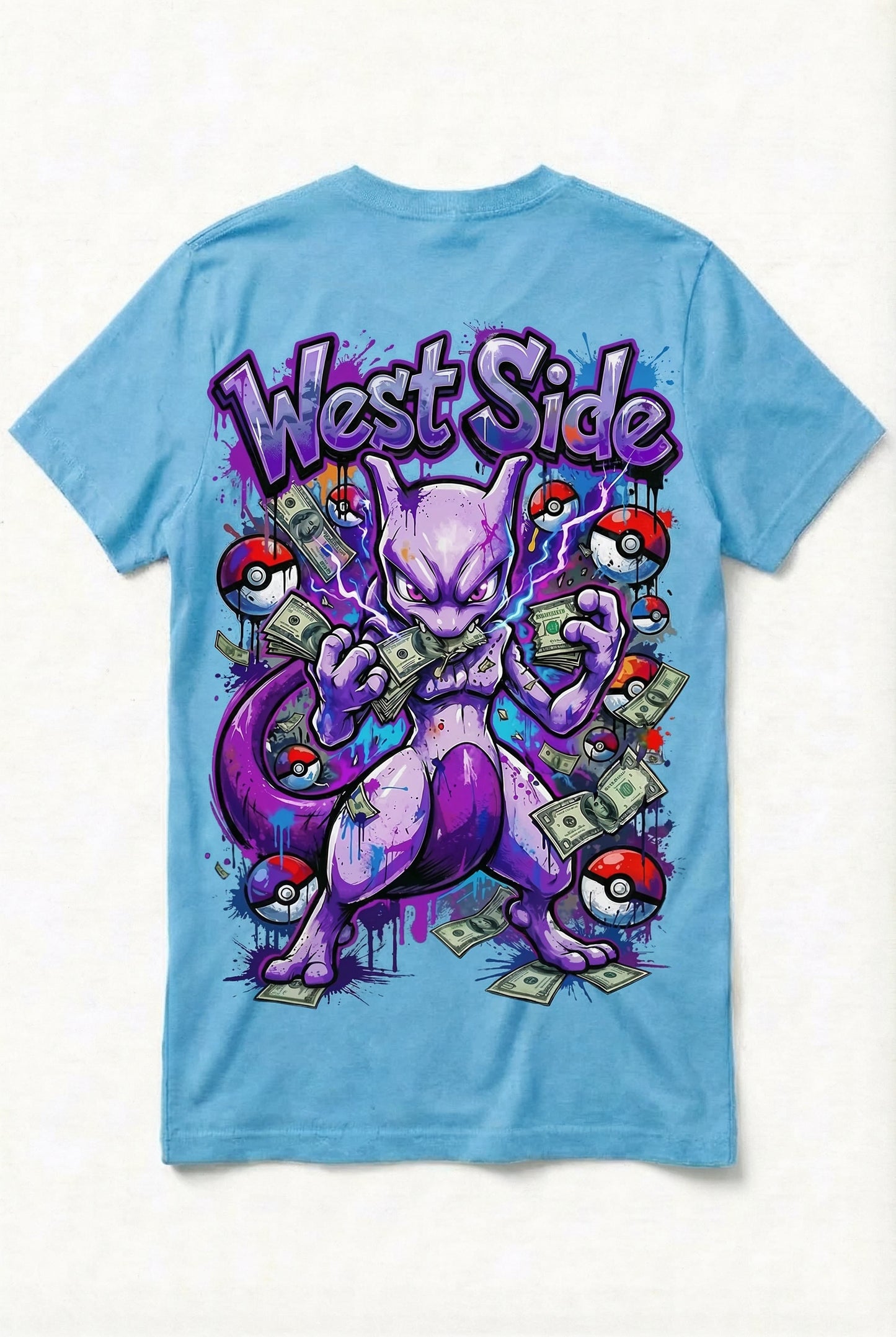 TEE-SHIRT WEST SIDE MEWTWO – PSYCHIC MONEY STREET ART 💰⚡