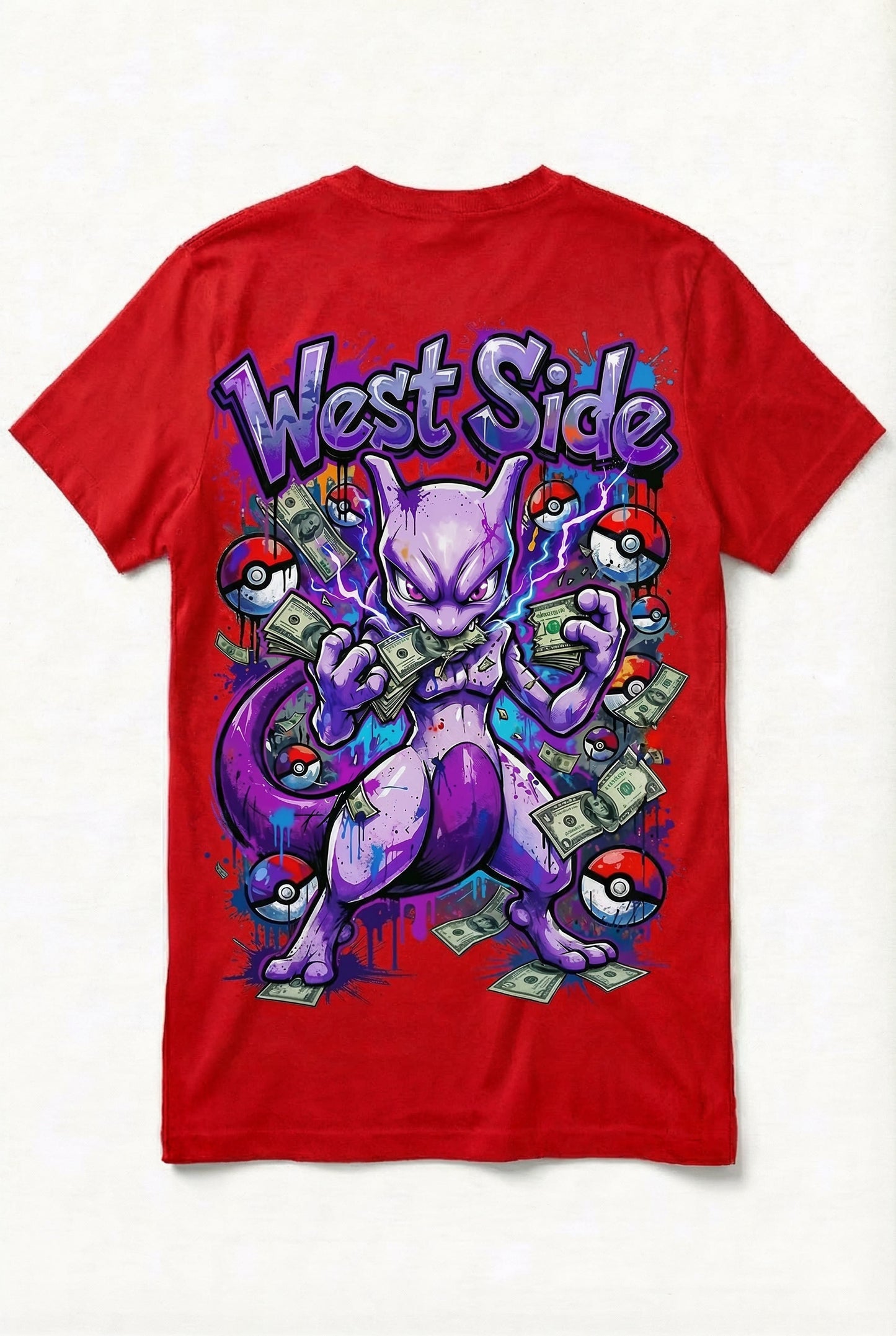TEE-SHIRT WEST SIDE MEWTWO – PSYCHIC MONEY STREET ART 💰⚡