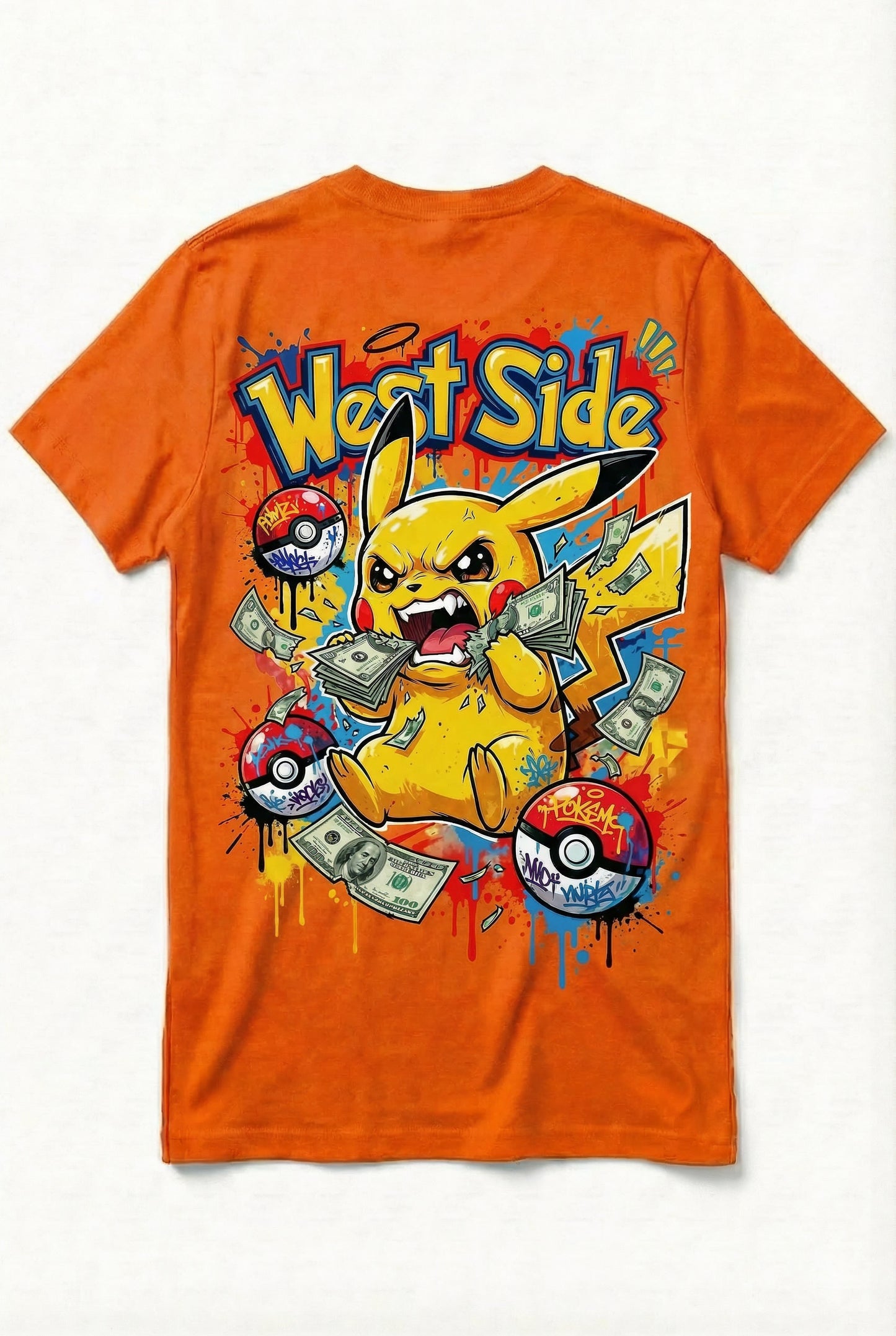 TEE-SHIRT WEST SIDE PIKACHU – CARTOON STREET ART & HUSTLE CULTURE ⚡💸