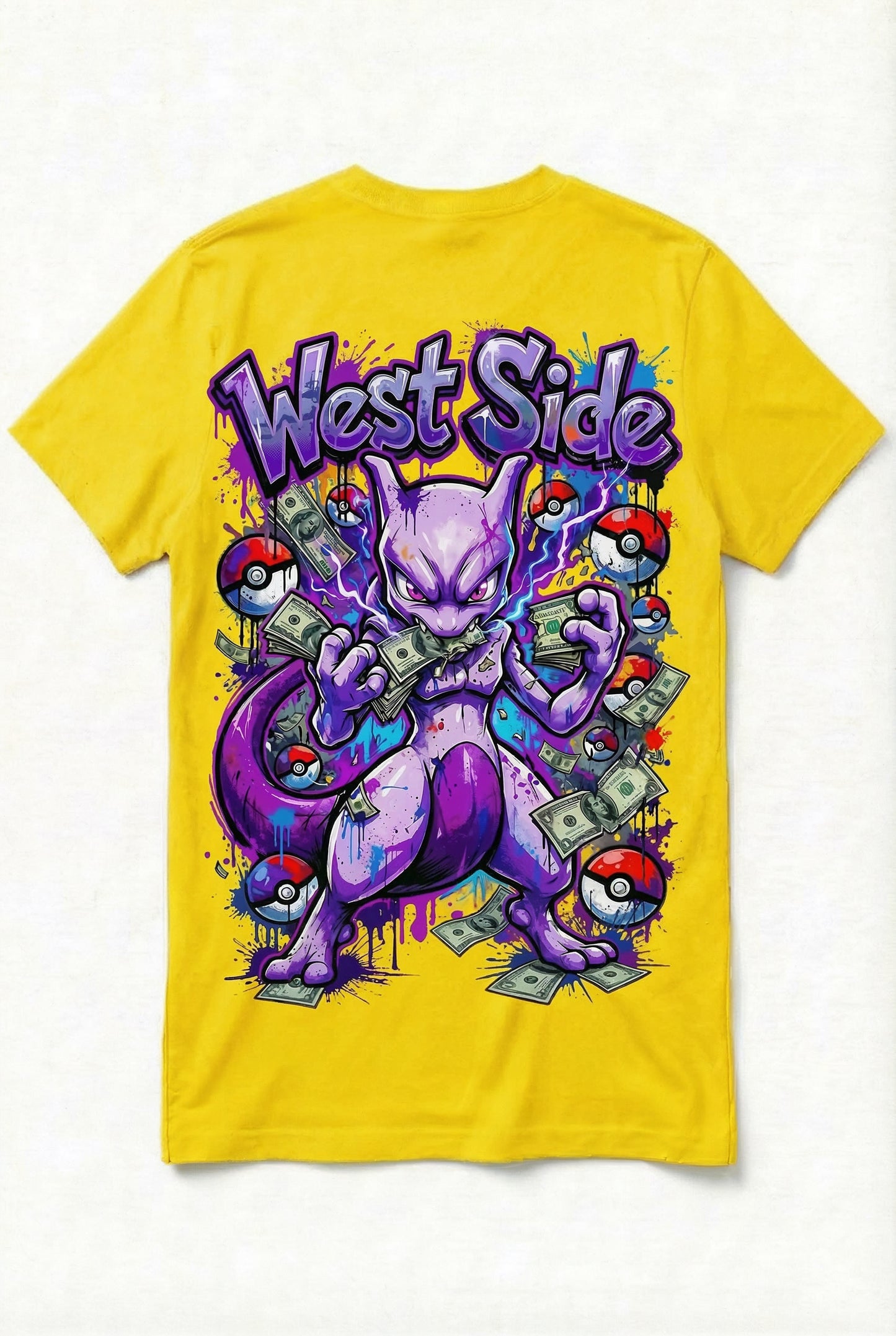 TEE-SHIRT WEST SIDE MEWTWO – PSYCHIC MONEY STREET ART 💰⚡