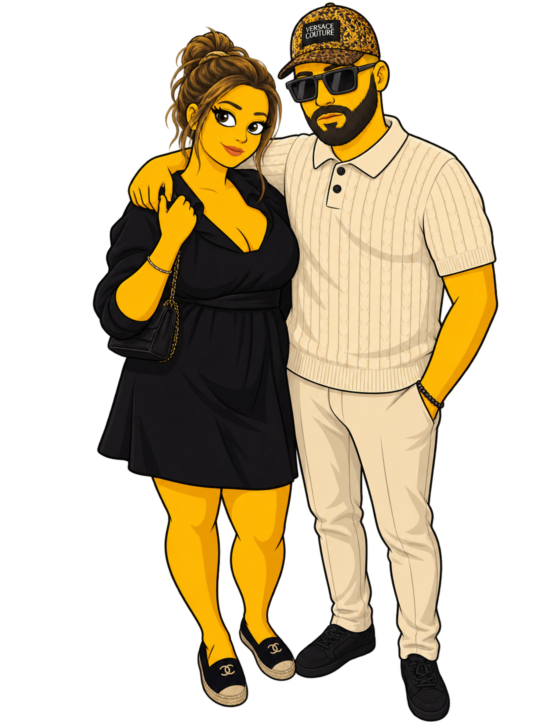 Le couple West Side en illustration cartoon.
